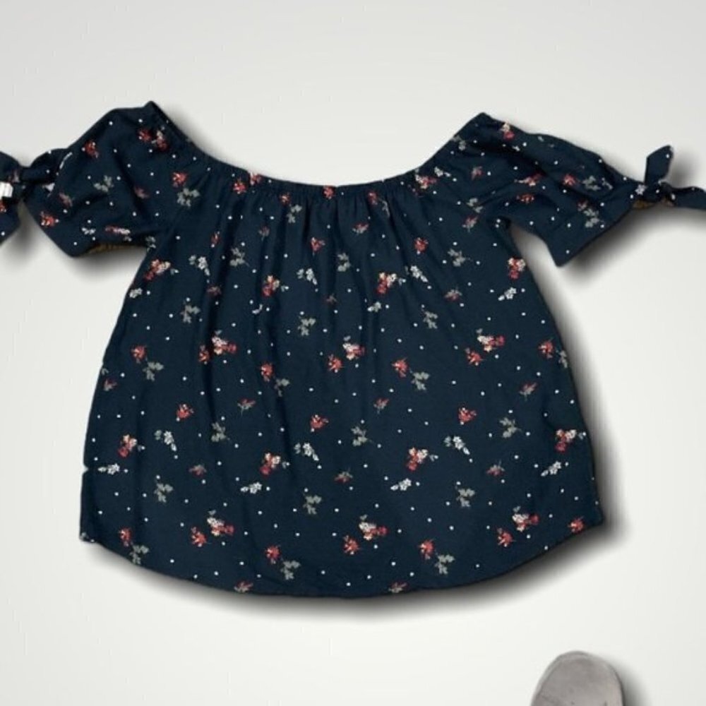 ARDENE off the shoulders black floral top Sz Large - Picture 7 of 11